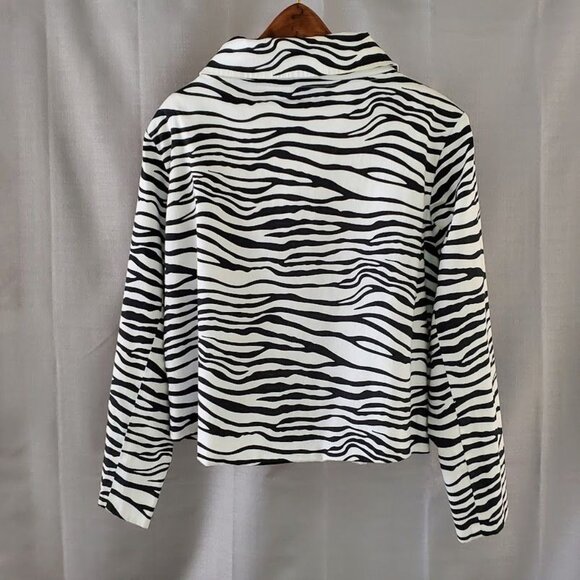 Vintage Painted Pony Zebra Print Crop Jacket Bold Black White Statement Piece M - Picture 4 of 5